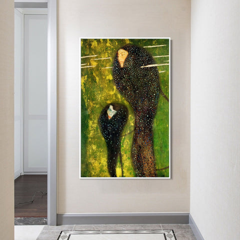 INVIN ART Framed Canvas Giclee Print Art Water Nymphs by Gustav Klimt Wall Art Living Room Home Office Decorations