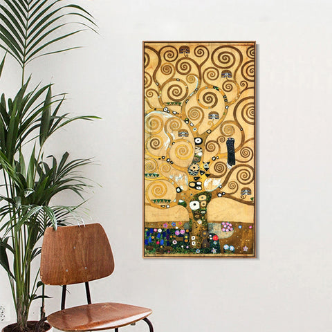 INVIN ART Framed Canvas Giclee Print Art Tree of life by Gustav Klimt Wall Art Living Room Home Office Decorations