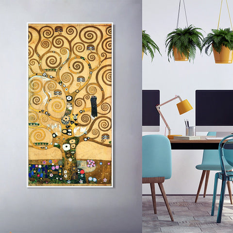 INVIN ART Framed Canvas Giclee Print Art Tree of life by Gustav Klimt Wall Art Living Room Home Office Decorations