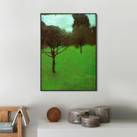 INVIN ART Framed Canvas Giclee Print Art Green Trees by Gustav Klimt Wall Art Living Room Home Office Decorations