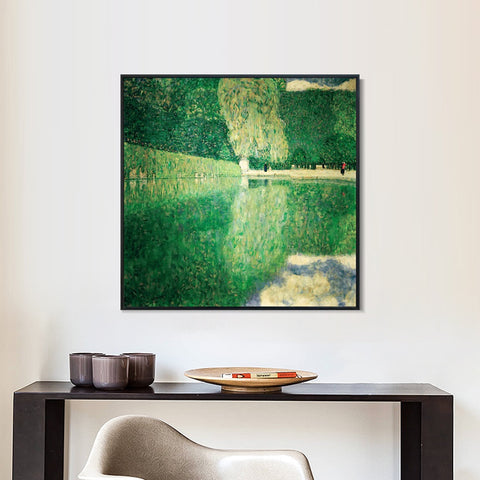 INVIN ART Framed Canvas Giclee Print Art Sch?nbrunner Schlosspark 1916 by Gustav Klimt Wall Art Living Room Home Office Decorations