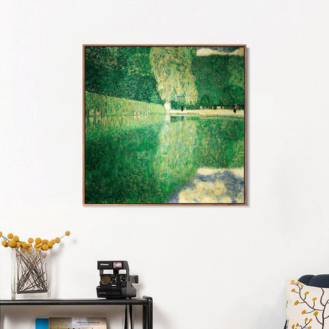 INVIN ART Framed Canvas Giclee Print Art Sch?nbrunner Schlosspark 1916 by Gustav Klimt Wall Art Living Room Home Office Decorations