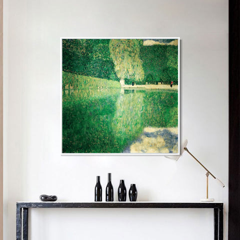 INVIN ART Framed Canvas Giclee Print Art Sch?nbrunner Schlosspark 1916 by Gustav Klimt Wall Art Living Room Home Office Decorations