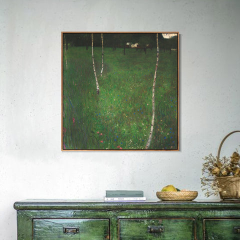 INVIN ART Framed Canvas Giclee Print Art Farmhouse with Birch Trees by Gustav Klimt Wall Art Living Room Home Office Decorations