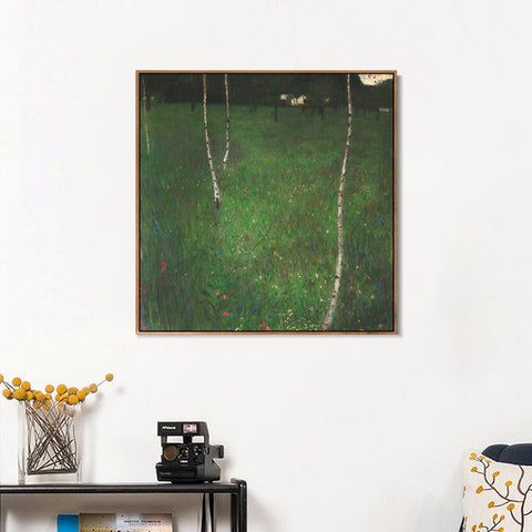 INVIN ART Framed Canvas Giclee Print Art Farmhouse with Birch Trees by Gustav Klimt Wall Art Living Room Home Office Decorations