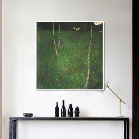 INVIN ART Framed Canvas Giclee Print Art Farmhouse with Birch Trees by Gustav Klimt Wall Art Living Room Home Office Decorations