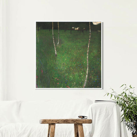 INVIN ART Framed Canvas Giclee Print Art Farmhouse with Birch Trees by Gustav Klimt Wall Art Living Room Home Office Decorations