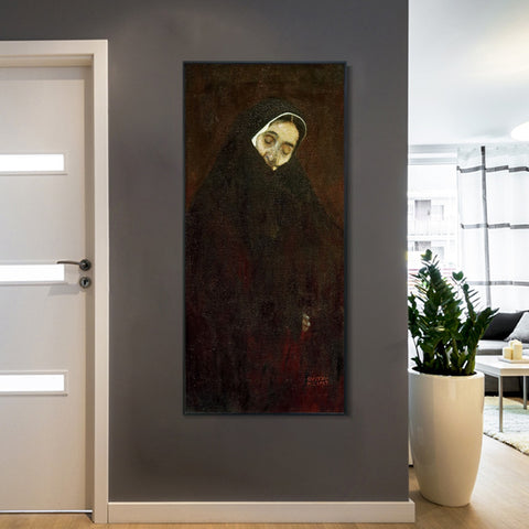 INVIN ART Framed Canvas Giclee Print Art Alte Frau 1909, Old Woman by Gustav Klimt Wall Art Living Room Home Office Decorations