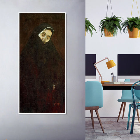 INVIN ART Framed Canvas Giclee Print Art Alte Frau 1909, Old Woman by Gustav Klimt Wall Art Living Room Home Office Decorations