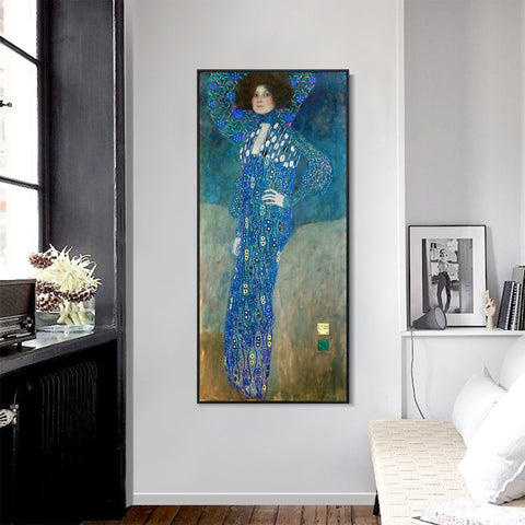 INVIN ART Framed Canvas Giclee Print Art Portrait of Emilie Floge#2 by Gustav Klimt Wall Art Living Room Home Office Decorations