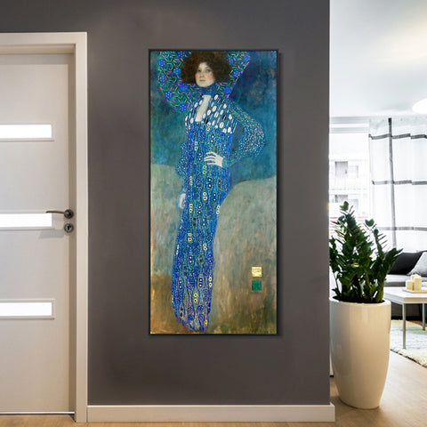 INVIN ART Framed Canvas Giclee Print Art Portrait of Emilie Floge#2 by Gustav Klimt Wall Art Living Room Home Office Decorations