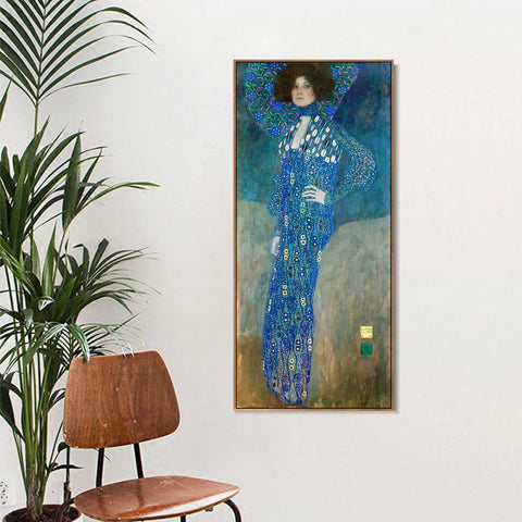INVIN ART Framed Canvas Giclee Print Art Portrait of Emilie Floge#2 by Gustav Klimt Wall Art Living Room Home Office Decorations