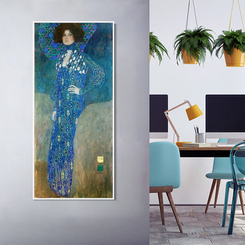 INVIN ART Framed Canvas Giclee Print Art Portrait of Emilie Floge#2 by Gustav Klimt Wall Art Living Room Home Office Decorations