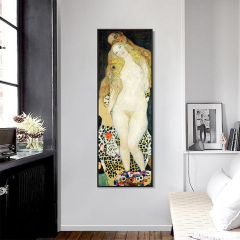 INVIN ART Framed Canvas Giclee Print Art Series#57 Lover by Gustav Klimt Wall Art Living Room Home Office Decorations