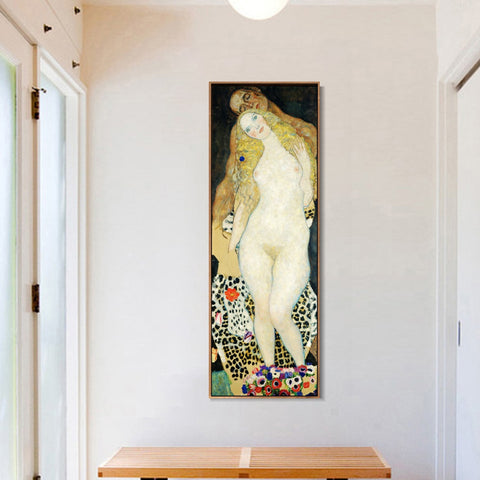 INVIN ART Framed Canvas Giclee Print Art Series#57 Lover by Gustav Klimt Wall Art Living Room Home Office Decorations