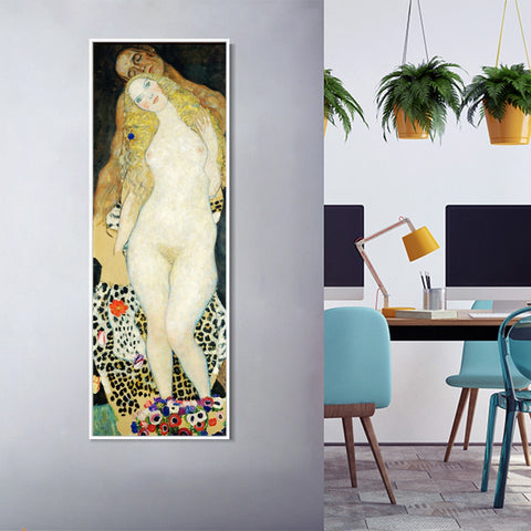 INVIN ART Framed Canvas Giclee Print Art Series#57 Lover by Gustav Klimt Wall Art Living Room Home Office Decorations