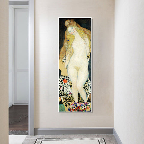 INVIN ART Framed Canvas Giclee Print Art Series#57 Lover by Gustav Klimt Wall Art Living Room Home Office Decorations