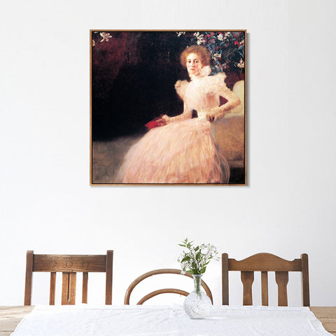 INVIN ART Framed Canvas Giclee Print Art Seated Woman by Gustav Klimt Wall Art Living Room Home Office Decorations