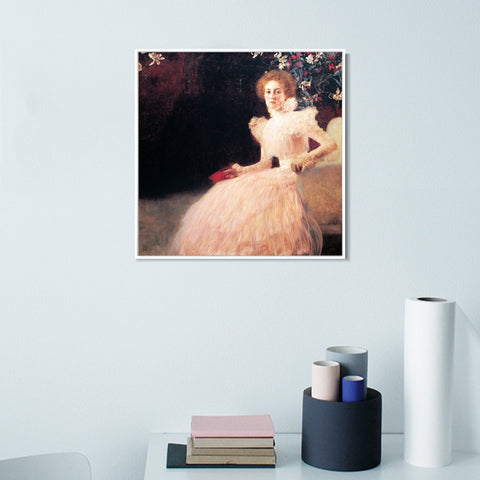 INVIN ART Framed Canvas Giclee Print Art Seated Woman by Gustav Klimt Wall Art Living Room Home Office Decorations