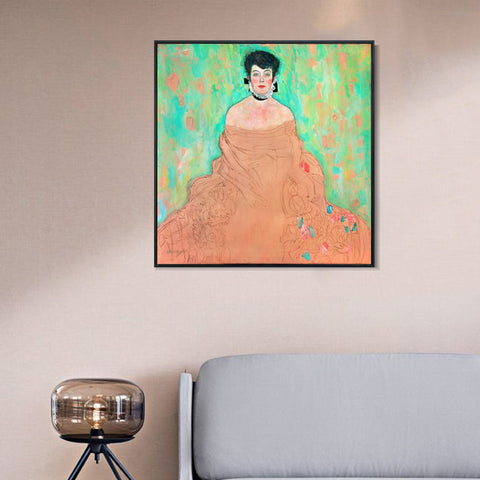 INVIN ART Framed Canvas Giclee Print Art Seated Woman#2 by Gustav Klimt Wall Art Living Room Home Office Decorations