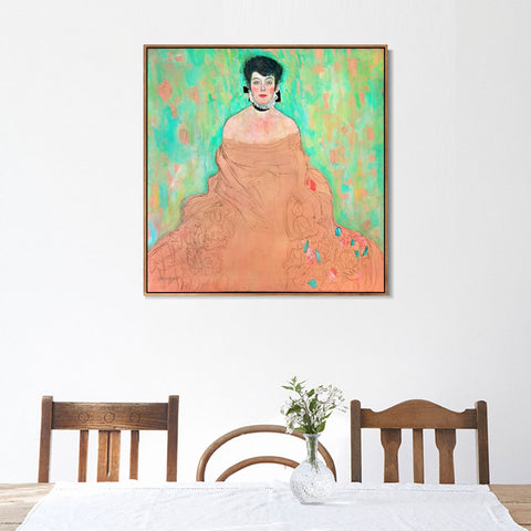 INVIN ART Framed Canvas Giclee Print Art Seated Woman#2 by Gustav Klimt Wall Art Living Room Home Office Decorations
