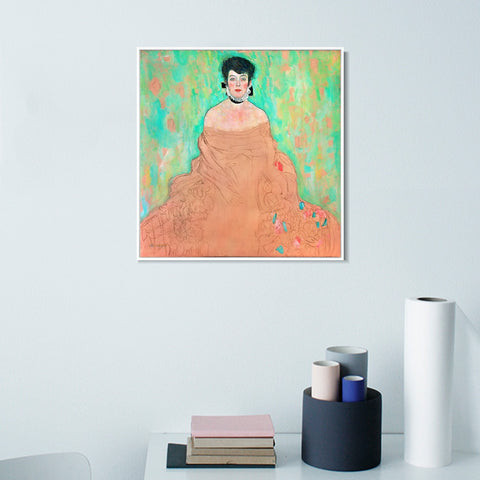 INVIN ART Framed Canvas Giclee Print Art Seated Woman#2 by Gustav Klimt Wall Art Living Room Home Office Decorations