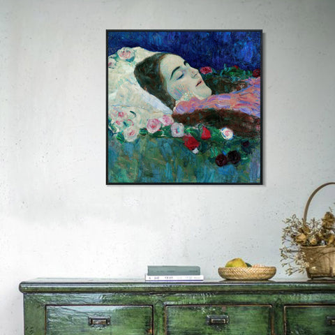 INVIN ART Framed Canvas Giclee Print Art Ria Munk am Totenbett (Ria Munk I) 1912 by Gustav Klimt Wall Art Living Room Home Office Decorations