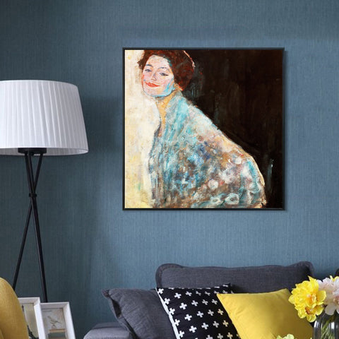 INVIN ART Framed Canvas Giclee Print Art Bust woman by Gustav Klimt Wall Art Living Room Home Office Decorations