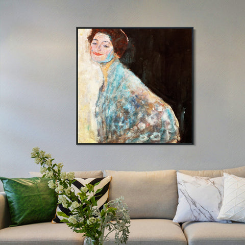 INVIN ART Framed Canvas Giclee Print Art Bust woman by Gustav Klimt Wall Art Living Room Home Office Decorations
