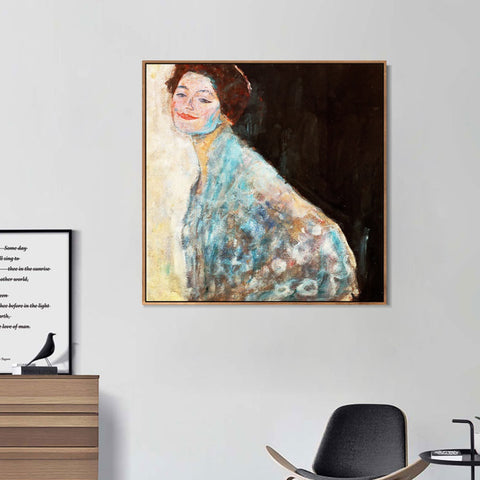 INVIN ART Framed Canvas Giclee Print Art Bust woman by Gustav Klimt Wall Art Living Room Home Office Decorations