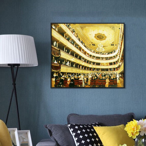 INVIN ART Framed Canvas Giclee Print Art The Auditorium Of The Old Castle Theatre, 1888 by Gustav Klimt Wall Art Living Room Home Office Decorations