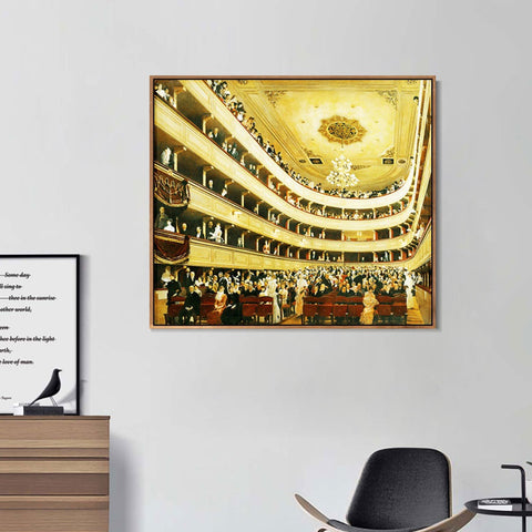 INVIN ART Framed Canvas Giclee Print Art The Auditorium Of The Old Castle Theatre, 1888 by Gustav Klimt Wall Art Living Room Home Office Decorations