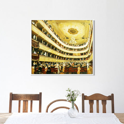 INVIN ART Framed Canvas Giclee Print Art The Auditorium Of The Old Castle Theatre, 1888 by Gustav Klimt Wall Art Living Room Home Office Decorations