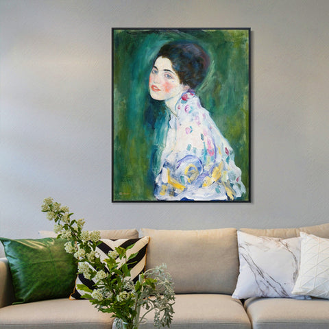 INVIN ART Framed Canvas Giclee Print Art Portrait Of A Young Woman by Gustav Klimt Wall Art Living Room Home Office Decorations