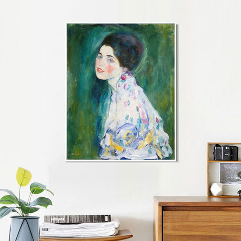 INVIN ART Framed Canvas Giclee Print Art Portrait Of A Young Woman by Gustav Klimt Wall Art Living Room Home Office Decorations