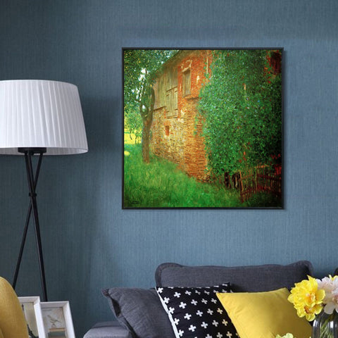 INVIN ART Framed Canvas Giclee Print Art House in Atersee by Gustav Klimt Wall Art Living Room Home Office Decorations