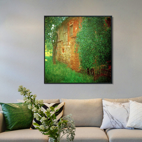 INVIN ART Framed Canvas Giclee Print Art House in Atersee by Gustav Klimt Wall Art Living Room Home Office Decorations