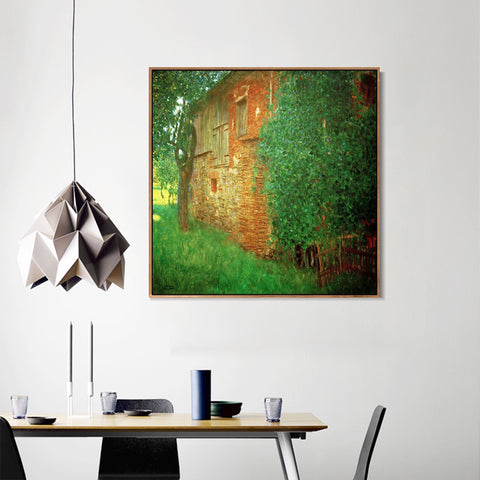 INVIN ART Framed Canvas Giclee Print Art House in Atersee by Gustav Klimt Wall Art Living Room Home Office Decorations