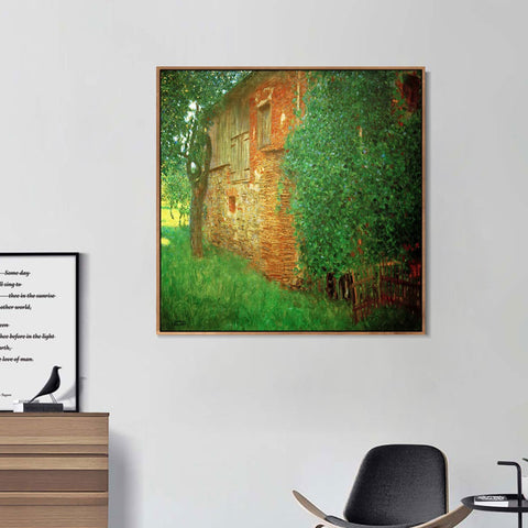 INVIN ART Framed Canvas Giclee Print Art House in Atersee by Gustav Klimt Wall Art Living Room Home Office Decorations