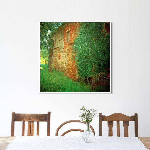 INVIN ART Framed Canvas Giclee Print Art House in Atersee by Gustav Klimt Wall Art Living Room Home Office Decorations