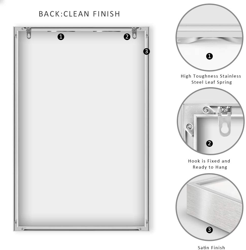 INVIN ART Framed Canvas Art White Light by Jackson Pollock Abstract Wall Art (Aluminum Metal White Frame with Mat & Glass,28"x40")