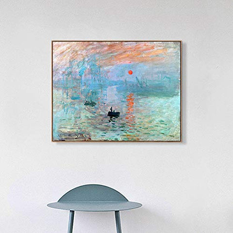 INVIN ART Framed Canvas Art Giclee Print  Impression Sunrise by Claude Monet  Wall Art Living Room Home Office Decorations