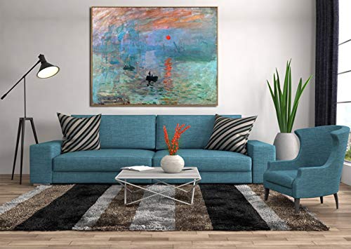 INVIN ART Framed Canvas Art Giclee Print  Impression Sunrise by Claude Monet  Wall Art