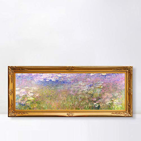 INVIN ART Framed Canvas Artwork,Water lily#34 by Claude Monet, Giclee Print Painting Wall Art Decor for Restaurant,Hotel,Bar,Living Room