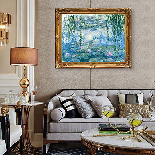 INVIN ART Framed Canvas Artwork,Water Lilies 1916-1919 by Claude Monet, Giclee Print Painting Wall Art Decor for Restaurant,Hotel,Bar,