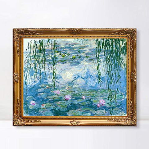 INVIN ART Framed Canvas Artwork,Water Lilies 1916-1919 by Claude Monet, Giclee Print Painting Wall Art Decor for Restaurant,Hotel,Bar,Living Room