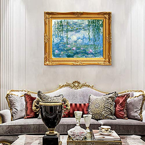 INVIN ART Framed Canvas Artwork,Water Lilies 1916-1919 by Claude Monet, Giclee Print Painting Wall Art Decor for Restaurant,Hotel,Bar,Living Room