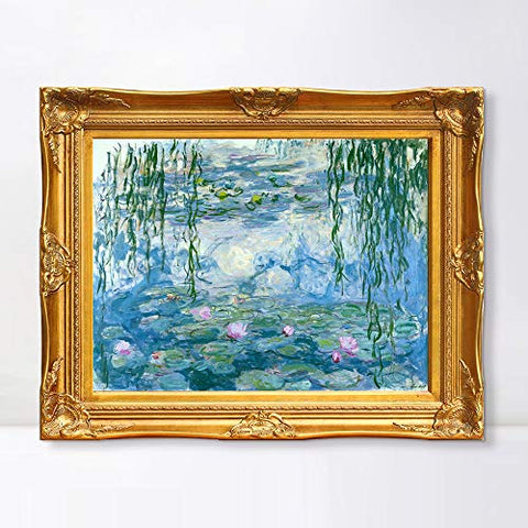 INVIN ART Framed Canvas Artwork,Water Lilies 1916-1919 by Claude Monet, Giclee Print Painting Wall Art Decor for Restaurant,Hotel,Bar,Living Room
