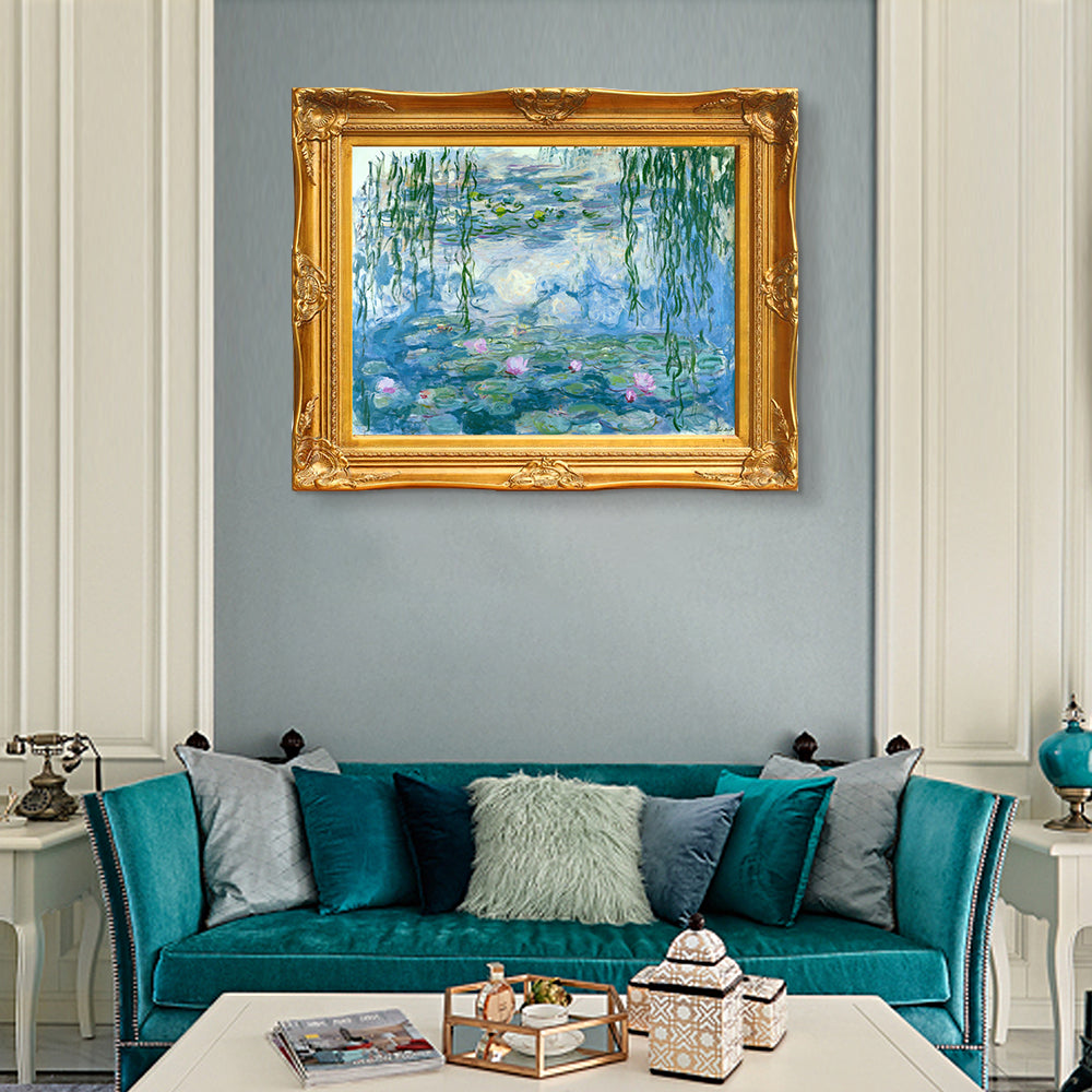 INVIN ART Framed Canvas Artwork,Water Lilies 1916-1919 by Claude Monet, Giclee Print Painting Wall Art Decor for Restaurant,Hotel,Bar,(Victorian Gold Frame,20"x24")