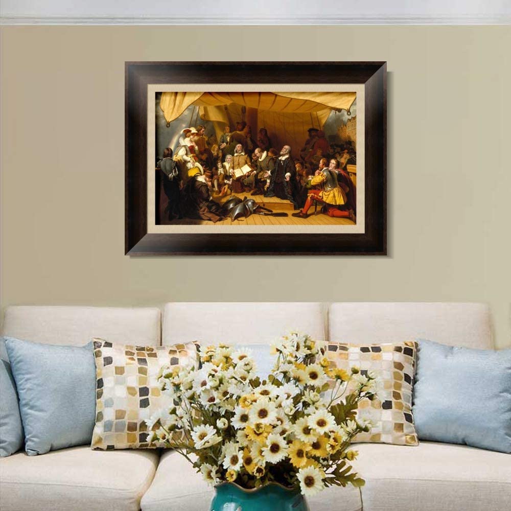 Framed Canvas Art Giclee Print Embarkation of the Pilgrims by Robert Walter Weir Wall Art